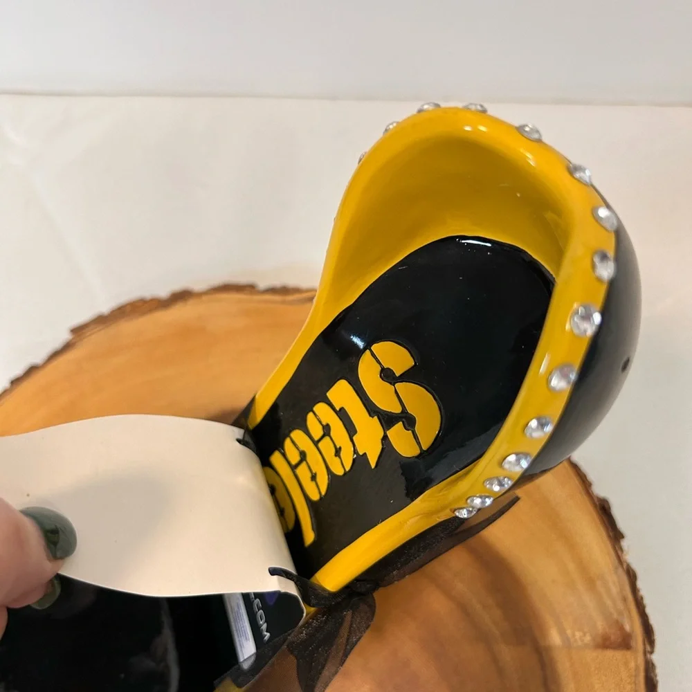 NFL Football Pittsburgh Steelers High Heel Jeweled Team‎ Shoe Wine Holder - Picture 3 of 10